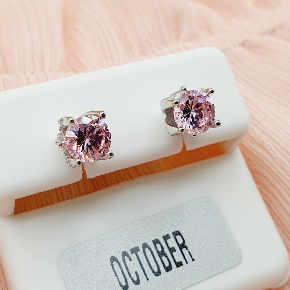 Birthstone S925 Sterling Silver CZ Stud Earrings for Women/Girl, US1925…